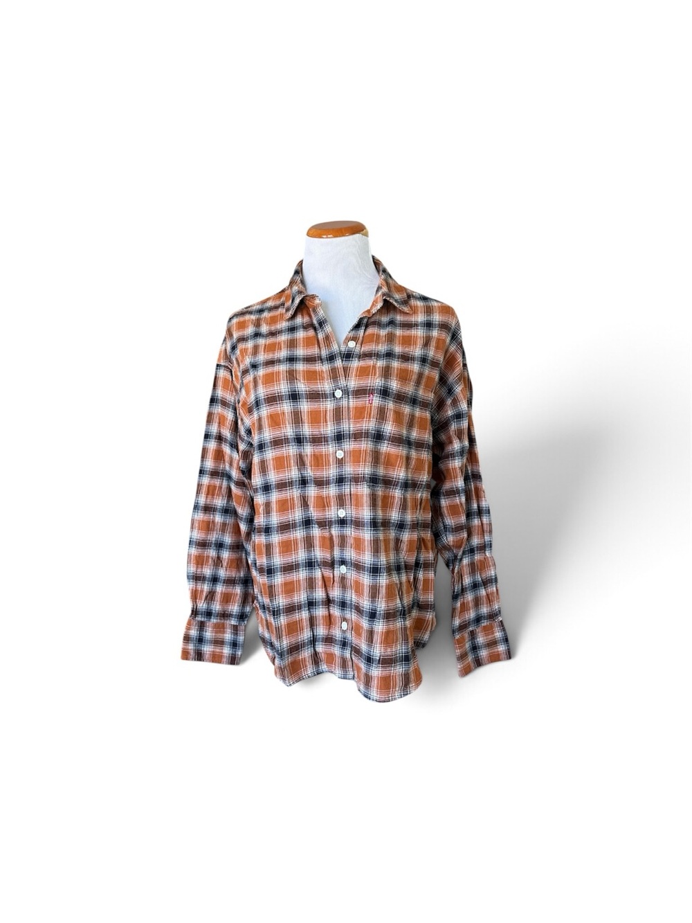 Levi's Orange and Black Plaid Button-Down Shirt